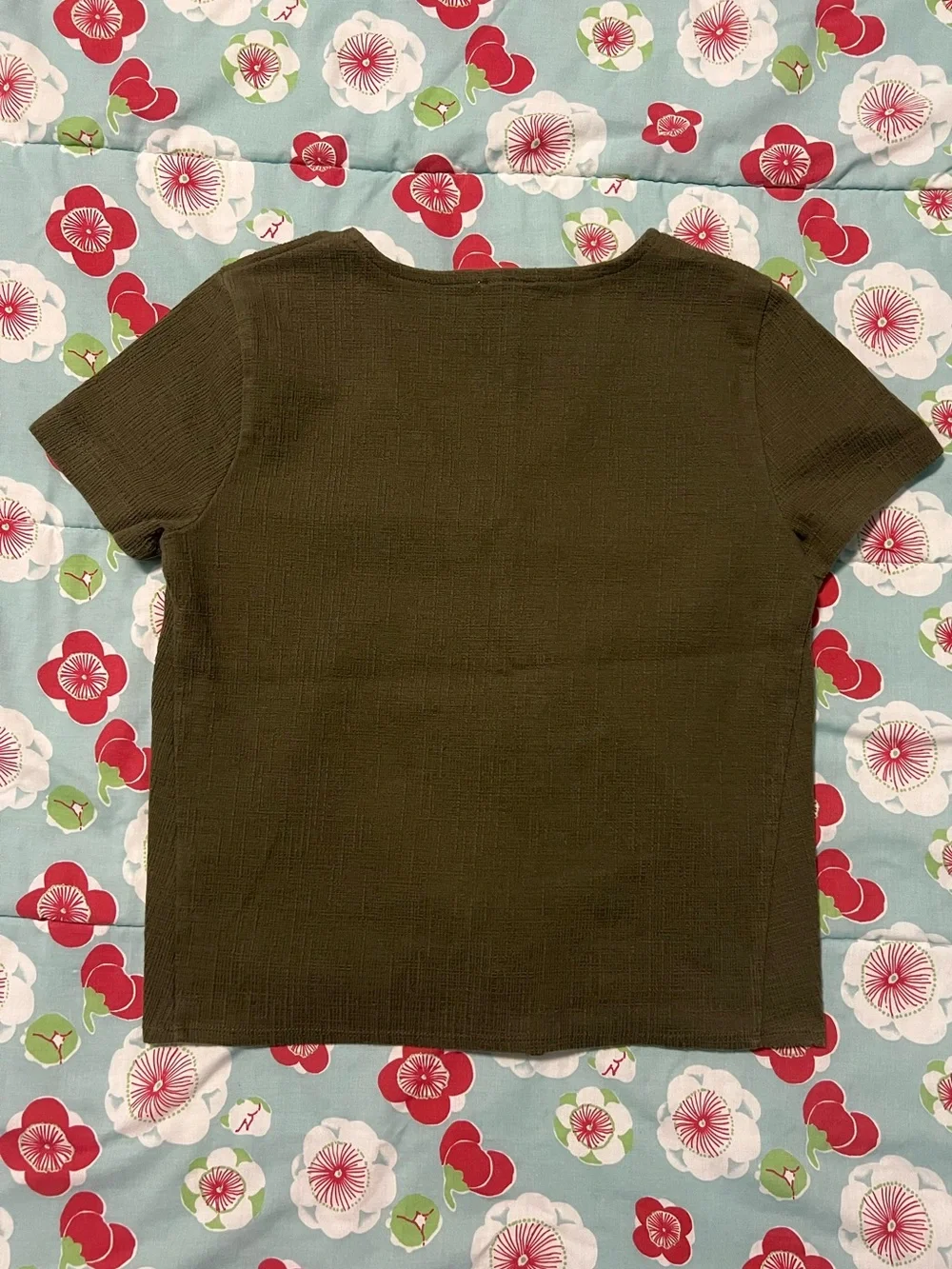 J. Crew Olive Tie-Front V-Neck size XS